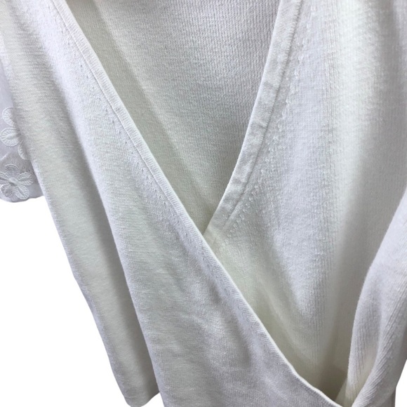 French Connection Women M White Knit Sweater Top Faux Wrap Cottagecore Victorian - Picture 4 of 6